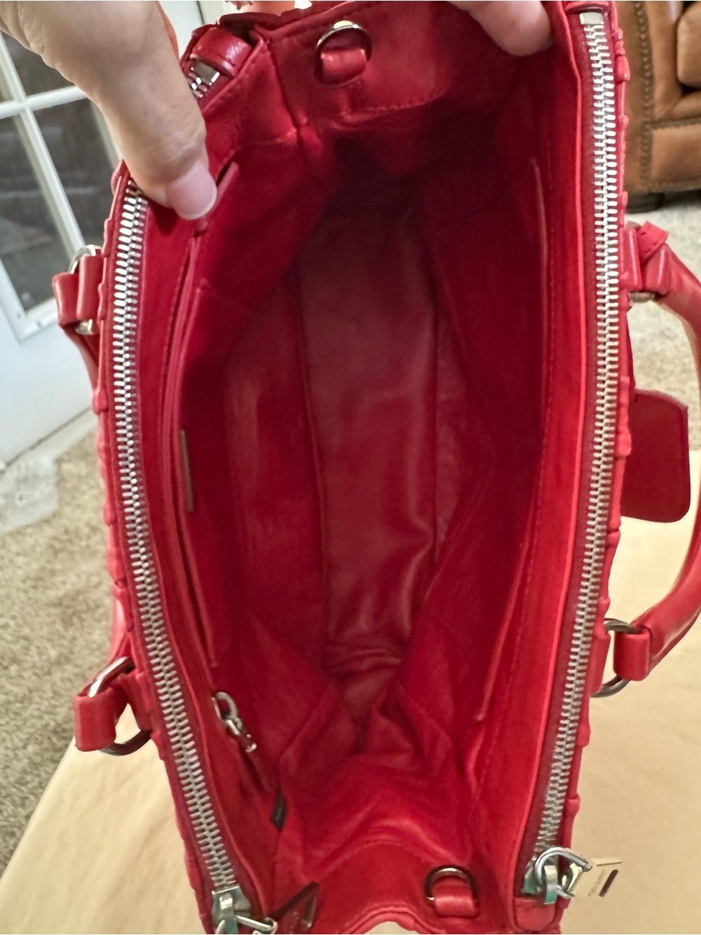 Prada Red Gaufre Satchel with Removable Strap - Picture 9 of 12